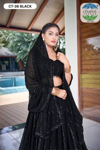 CHANSI TRENDZ CT-36 DESIGNER GEORGETTE LEHENGA CHOLI WHOLESALER IN INDIA